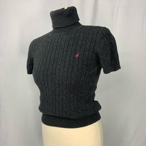 Nautica Grey Short Sleeve Turtleneck Sweater